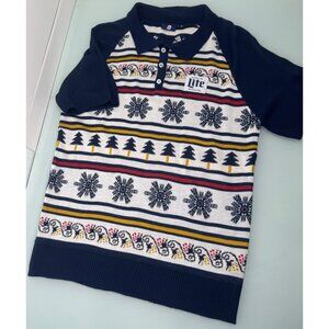 Miller Lite Ugly Sweater Knit Polo Shirt Men Medium M Christmas Beer Excellent!